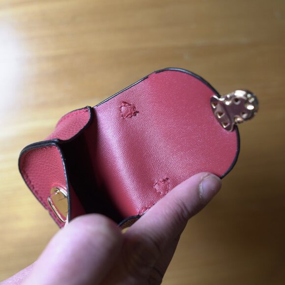 Bag Keychain Bag Charm Change Pouch Coin Purse Push Lock Clasp Red - Picture 8 of 13